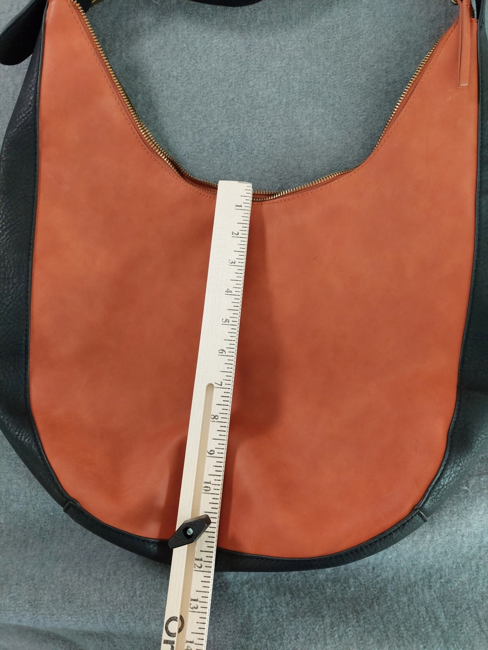 Universal Thread Orange & Black Slouchy Hobo Shoulder Bag Gold Tone Hardware - Picture 5 of 15
